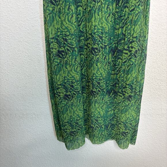 & Other Stories Long Sleeve Pleated Mesh Green Midi Dress S - Picture 12 of 13